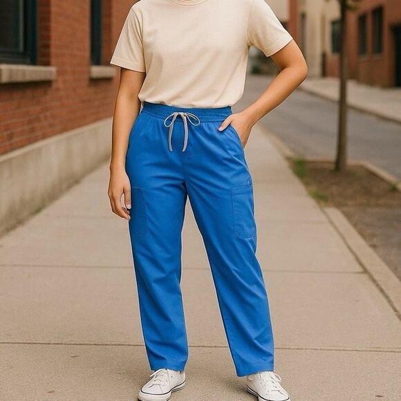 FIGS Yola Skinny Scrub Pant Womens L Blue Nurse Uniform Stretch TW2000R 1356 - Picture 1 of 16